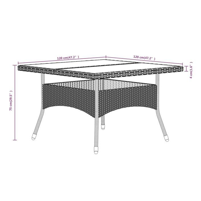 Mobilier dîner jardin 5 pcs Résine tressée et verre trempé Gris - Photo n°11