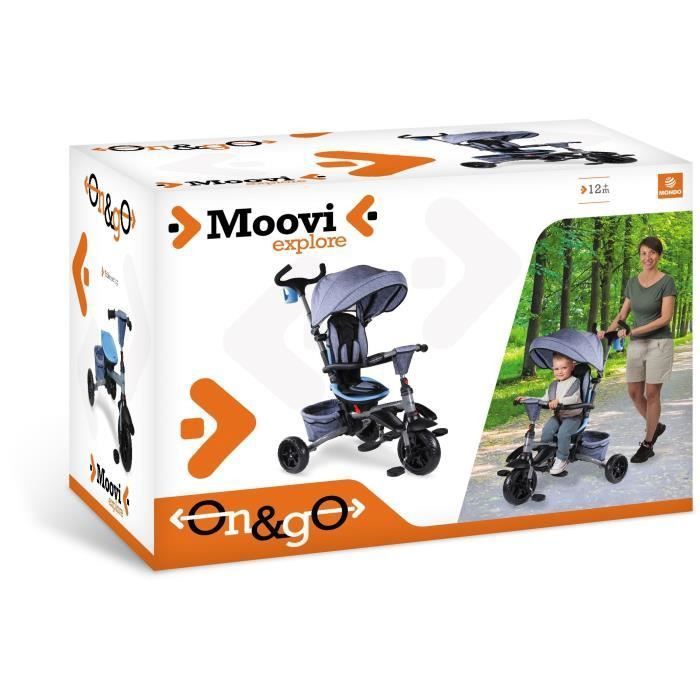 MONDO Tricycle évolutif convertible et pliable avec siege rotatif - On & Go Moovi Explore - Bleu - 12 mois et plus - Photo n°5