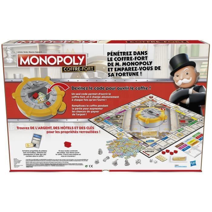 Monopoly Coffre-fort, jeu de plateau pour la famille et les enfants, 2 a 6 joueurs, des 8 ans, inclut un coffre-fort - Photo n°3