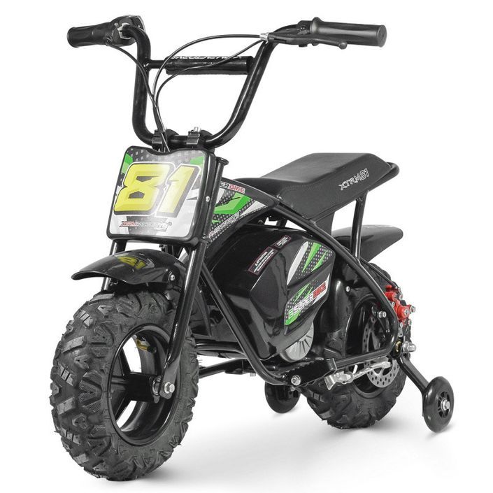 Moto électrique enfant avec petites roues 250W 24V vert Strike - Photo n°1