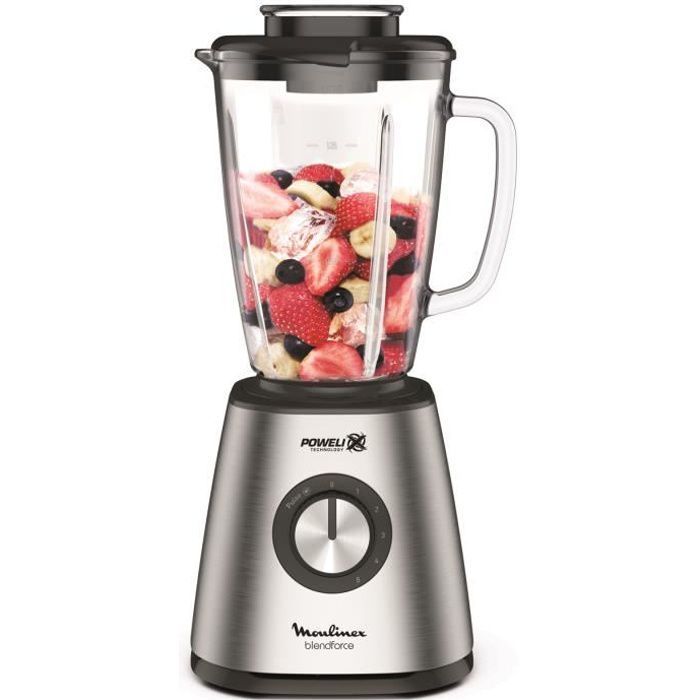 MOULINEX LM439D10 Blendforce 2 Blender base métal - 800 W - Lames inox - 5 vitesses - Bol verre 1,75 L - Résiste aux chocs - Photo n°1