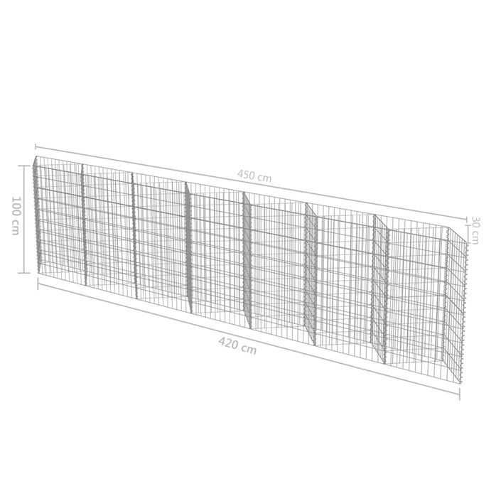 Mur de gabion Acier galvanisé 450 x 30 x 100 cm - Photo n°7