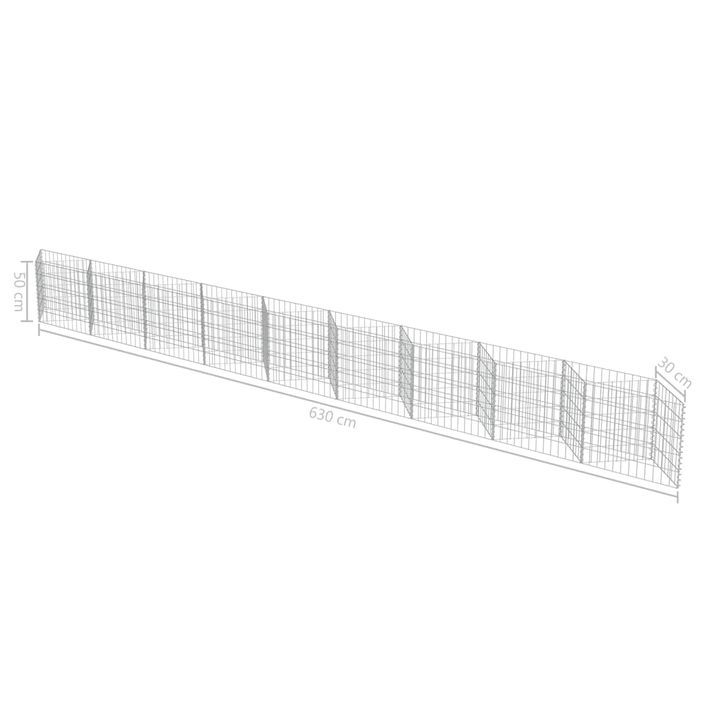 Mur de gabion Acier galvanisé 630 x 30 x 50 cm - Photo n°7