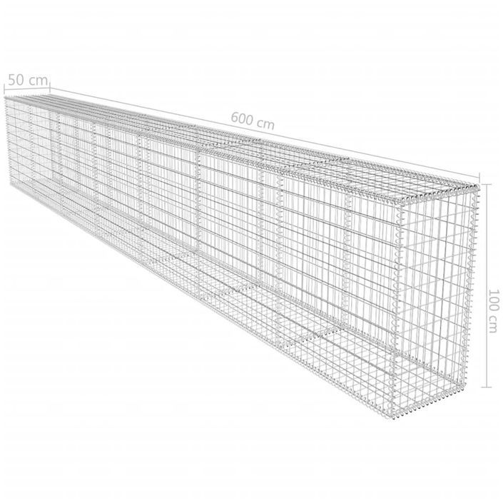 Mur en gabion avec couvercle Acier galvanisé 600x50x100 cm - Photo n°6