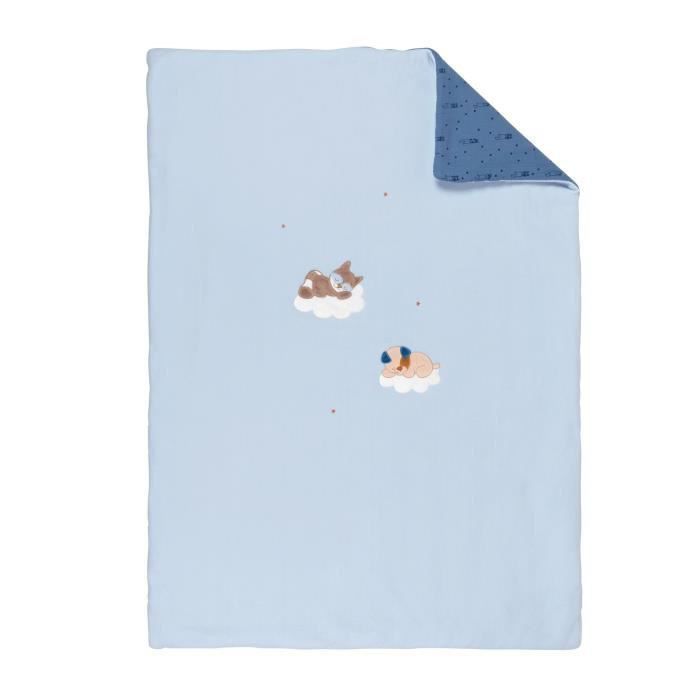 NATTOU Plaid Jim & Bob - 100% polyester - 100 x 135 cm - Bleu - Photo n°1