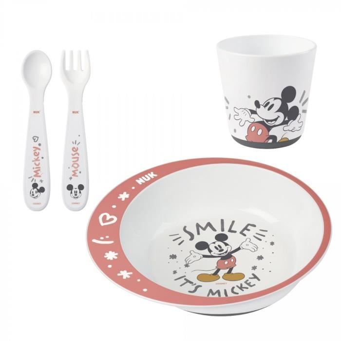 NUK Coffret vaisselle micro-ondable Mickey - Assiette + couverts + gobelet - Photo n°1