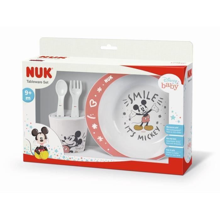 NUK Coffret vaisselle micro-ondable Mickey - Assiette + couverts + gobelet - Photo n°2