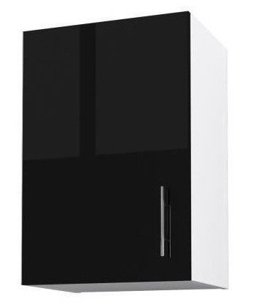 Caisson haut de cuisine avec 1 porte L 40 cm - Blanc et noir laqué brillant Kobi - Photo n°1