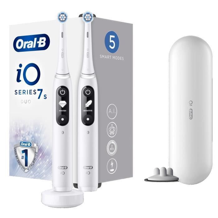 Oral-B Brosses a dents électriques connectées iO 7s - Blanc - Pack de deux brosses a dents - Photo n°1