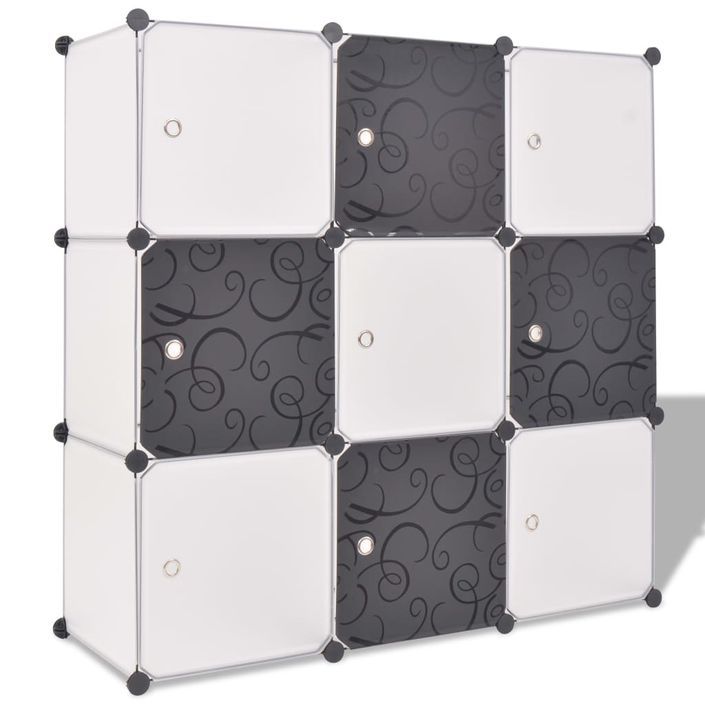 Organisateur de rangement cube avec 9 compartiments Noir/Blanc - Photo n°1