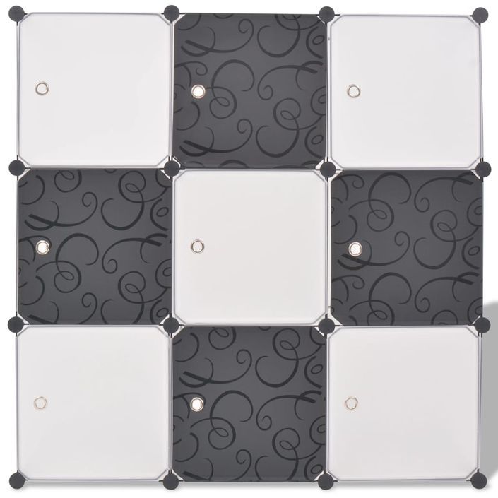 Organisateur de rangement cube avec 9 compartiments Noir/Blanc - Photo n°4