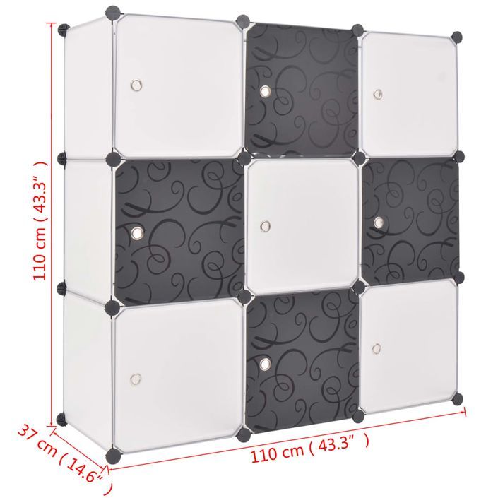 Organisateur de rangement cube avec 9 compartiments Noir/Blanc - Photo n°5