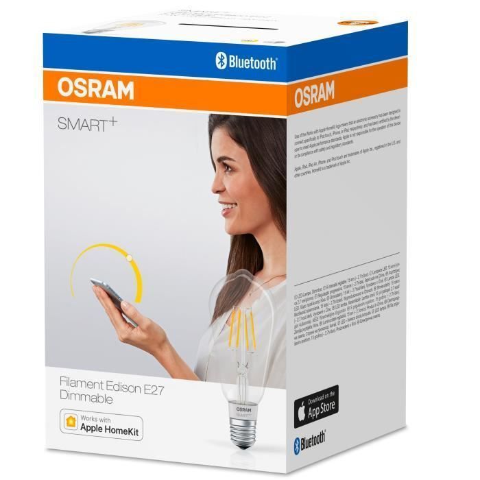 OSRAM Smart+ Ampoule LED a Filament Connectée - E27 Edison - Dimmable Blanc Chaud 5,5W (=50W) - Compatible Bluetooth Apple HomeKit - Photo n°5