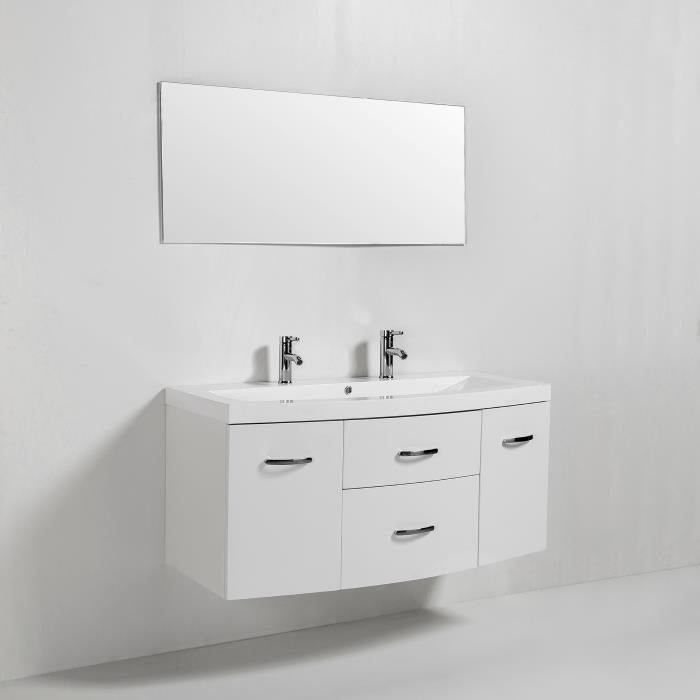 PACOME Salle de bain complete simple vasque L 120 cm - Blanc brillant - Photo n°2