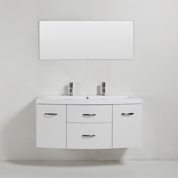 PACOME Salle de bain complete simple vasque L 120 cm - Blanc brillant - Photo n°3