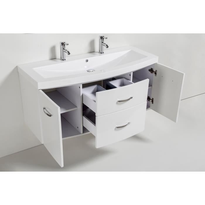 PACOME Salle de bain complete simple vasque L 120 cm - Blanc brillant - Photo n°5