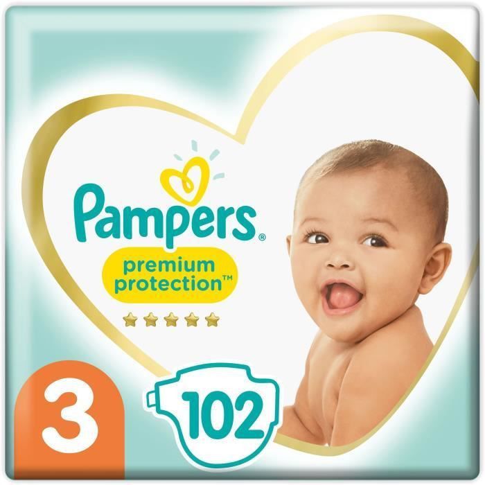 PAMPERS 102 Couches Premium Protection Taille 3 - Photo n°1