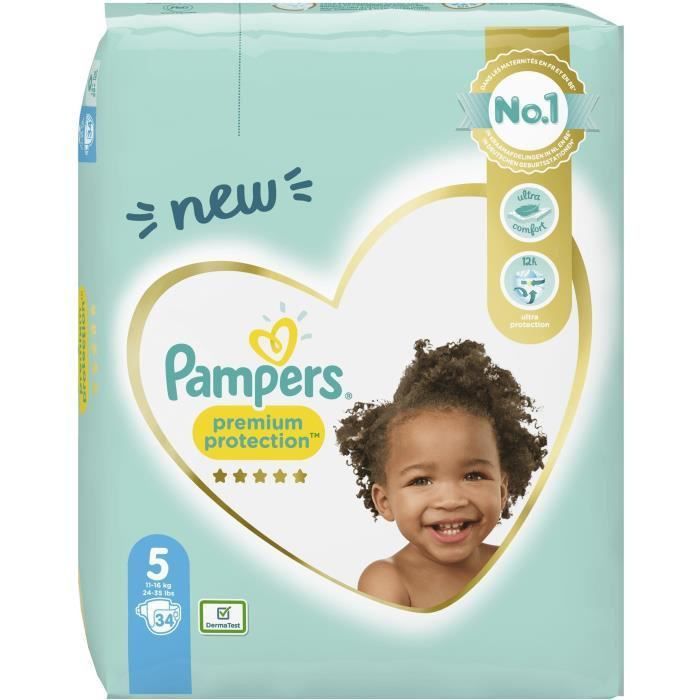 PAMPERS 34 Couches Premium Protection Taille 5 - Photo n°4