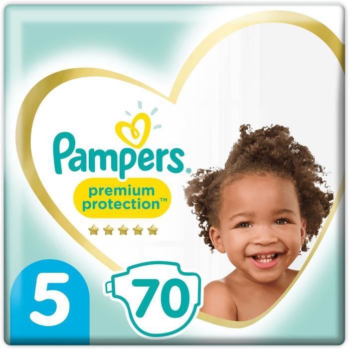 PAMPERS 70 Couches Premium Protection Taille 5 - Photo n°1