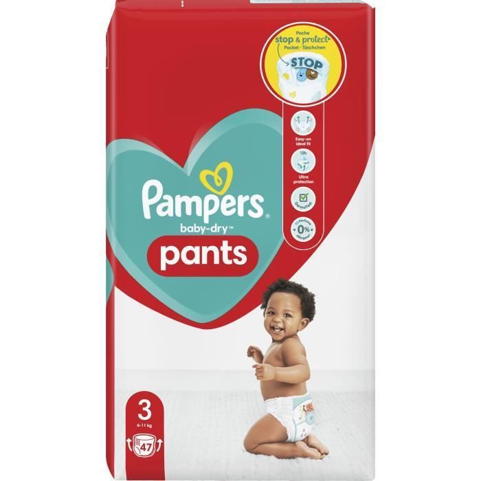 PAMPERS Baby-Dry Pants Taille 3 - 47 Couches-culottes - Photo n°2