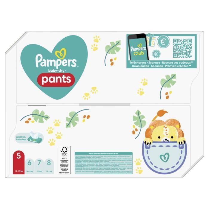 PAMPERS Baby-Dry Pants Taille 5 - 76 Couches-culottes - Photo n°1