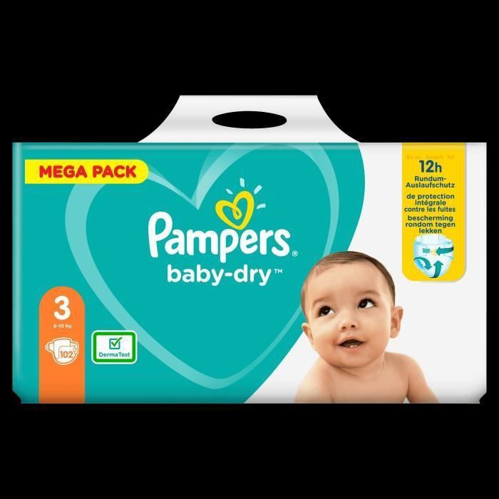 Pampers Baby-Dry Taille 3, 102 Couches - Photo n°2