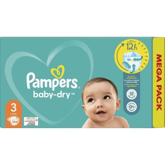 PAMPERS Baby-Dry Taille 3 - 104 Couches - Photo n°2