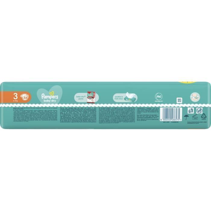 PAMPERS Baby-Dry Taille 3 - 54 Couches - Photo n°4