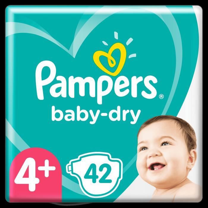 Pampers Baby-Dry Taille 4+, 42 Couches - Photo n°1