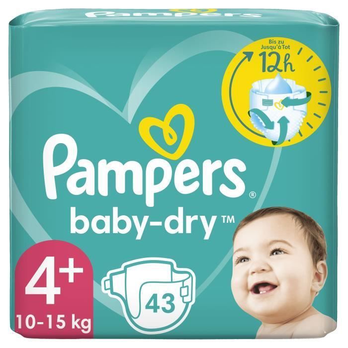 PAMPERS Baby-Dry Taille 4+ - 43 Couches - Photo n°1