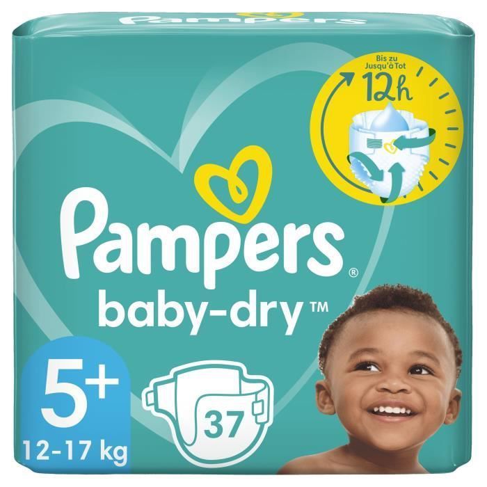 PAMPERS Baby-Dry Taille 5+ - 37 Couches - Photo n°1