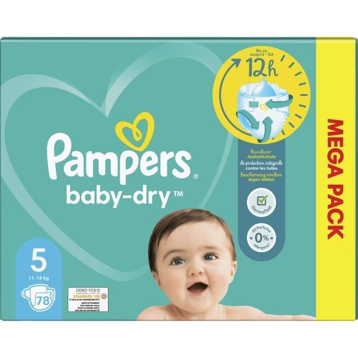 PAMPERS Baby-Dry Taille 5 - 78 Couches - Photo n°1