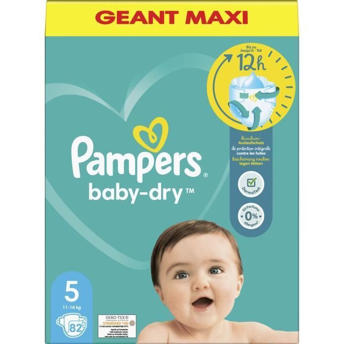 PAMPERS Baby-Dry Taille 5 - 82 Couches - Photo n°1