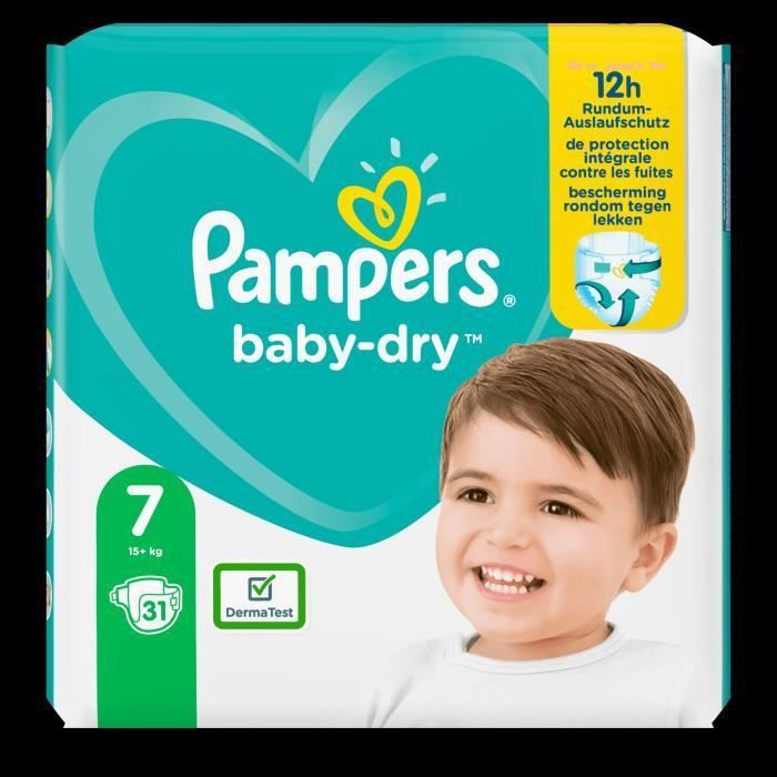 Pampers Baby-Dry Taille 7, 31 Couches - Photo n°2