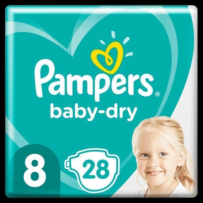 Pampers Baby-Dry Taille 8, 28 Couches - Photo n°1