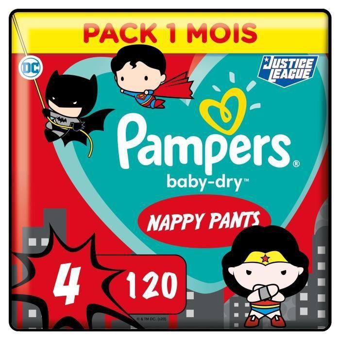 PAMPERS Couches-culottes Baby-Dry Pants Taille 4 - 120 culottes - Pack 1 Mois - Photo n°1