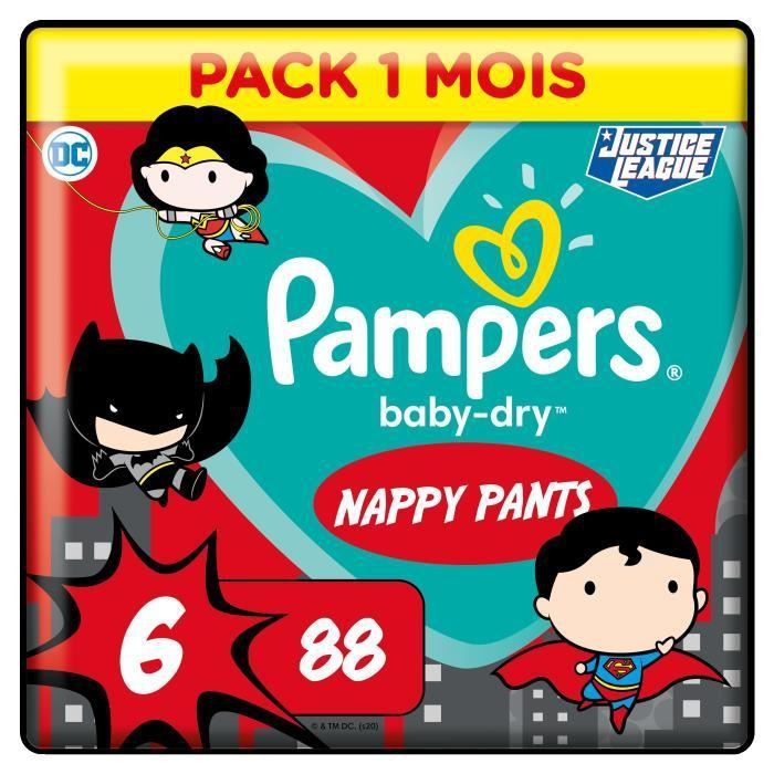 PAMPERS Couches-culottes Baby-Dry Pants Taille 6 - 88 culottes - Pack 1 Mois - Photo n°1