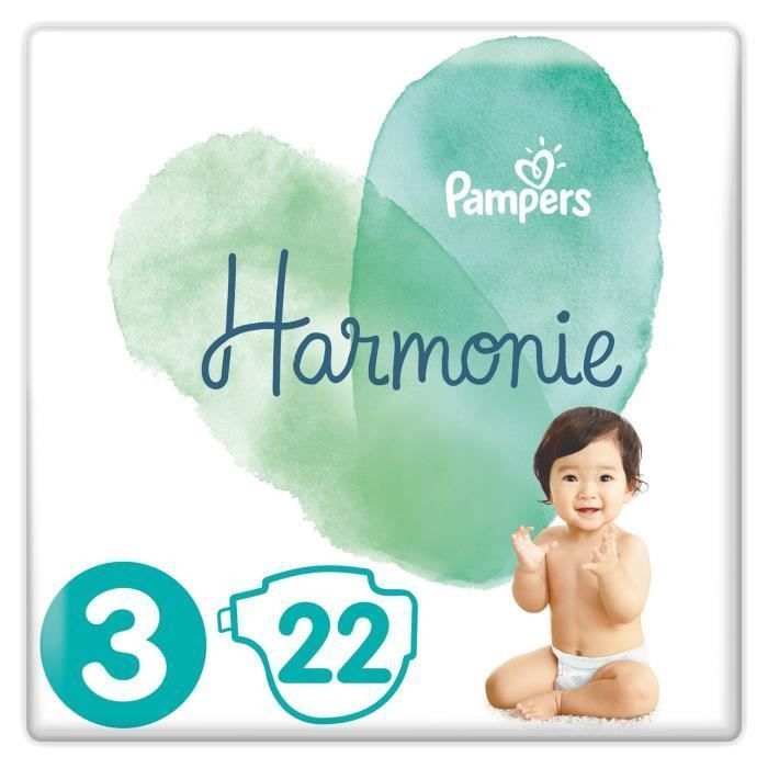 PAMPERS Harmonie Taille 3, 6 -10 kg, 22 Couches - Photo n°1
