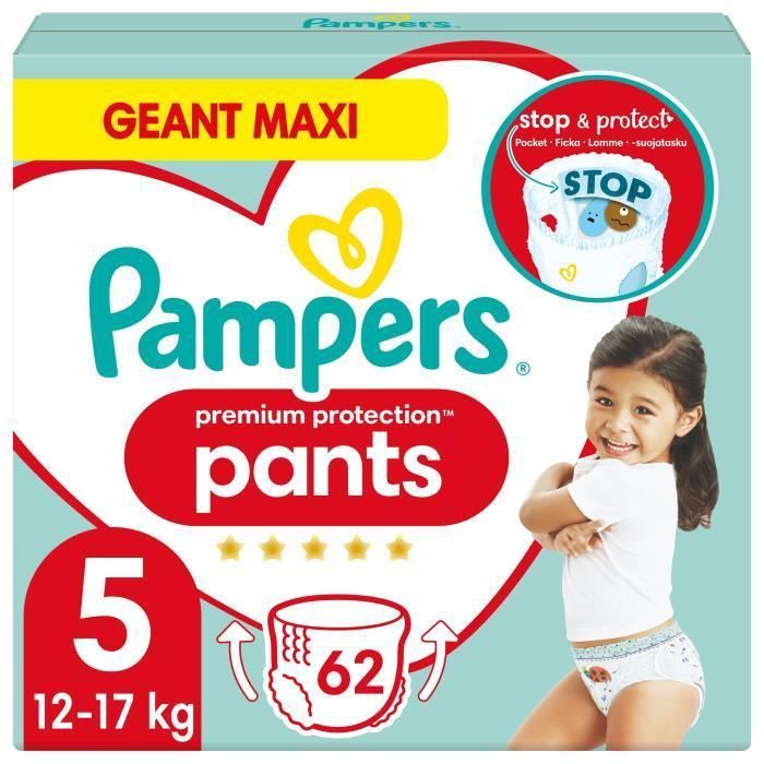 PAMPERS Premium Protection Pants Taille 5 - 62 Couches-culottes - Photo n°1