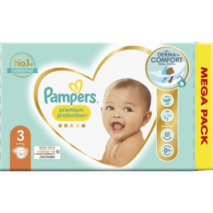 PAMPERS Premium Protection Taille 3 - 111 Couches - Photo n°1