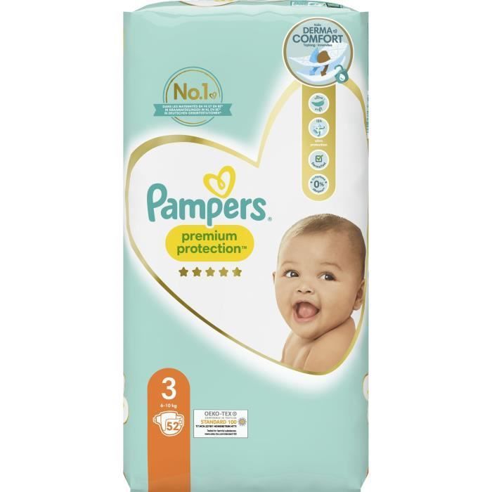 PAMPERS Premium Protection Taille 3 - 52 Couches - Photo n°1