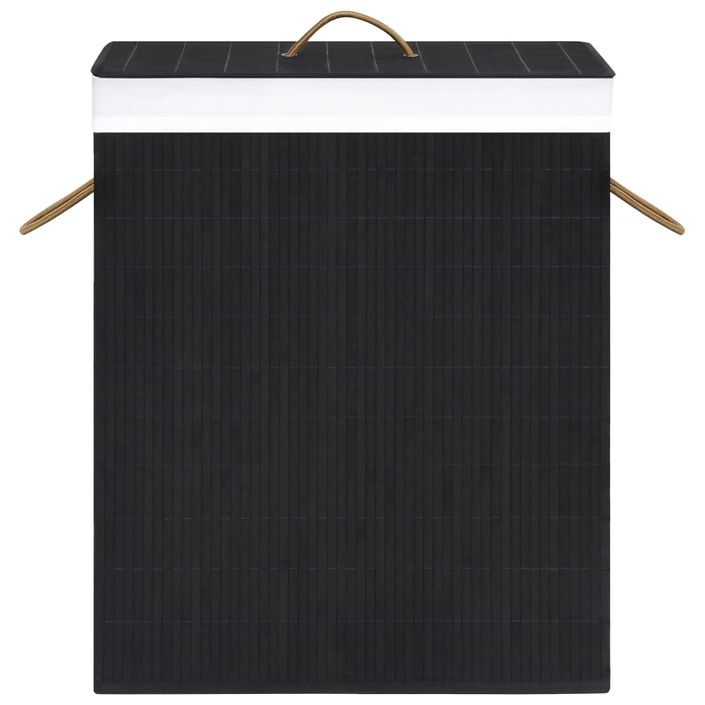 Panier à linge avec 2 sections bambou noir 100 L - Photo n°4