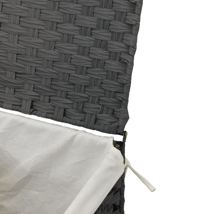 Panier à linge avec couvercle gris 46x33x60 cm résine tressée - Photo n°8