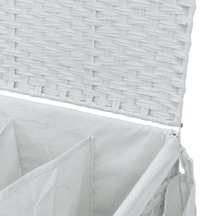 Panier à linge avec roulettes blanc 60x35x60,5cm résine tressée - Photo n°8