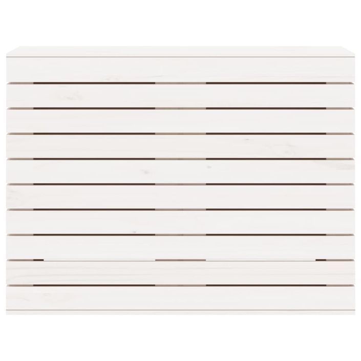 Panier à linge blanc 88,5x44x66 cm bois massif de pin - Photo n°5