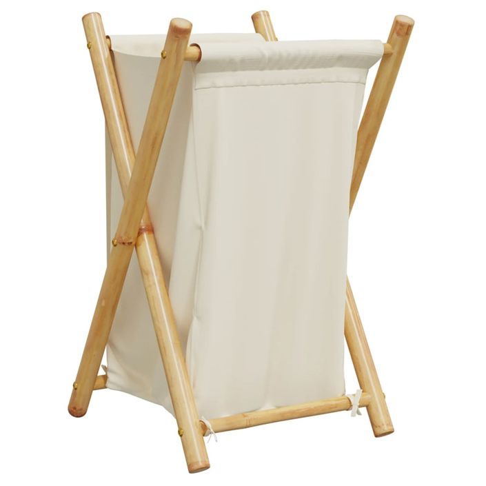 Panier à linge blanc crème 41,5x36x63,5 cm bambou - Photo n°1