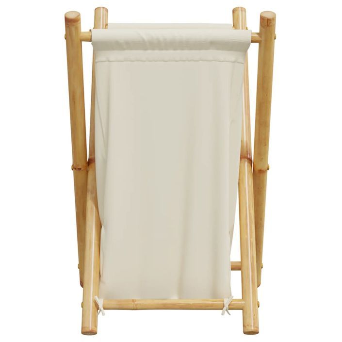 Panier à linge blanc crème 41,5x36x63,5 cm bambou - Photo n°4