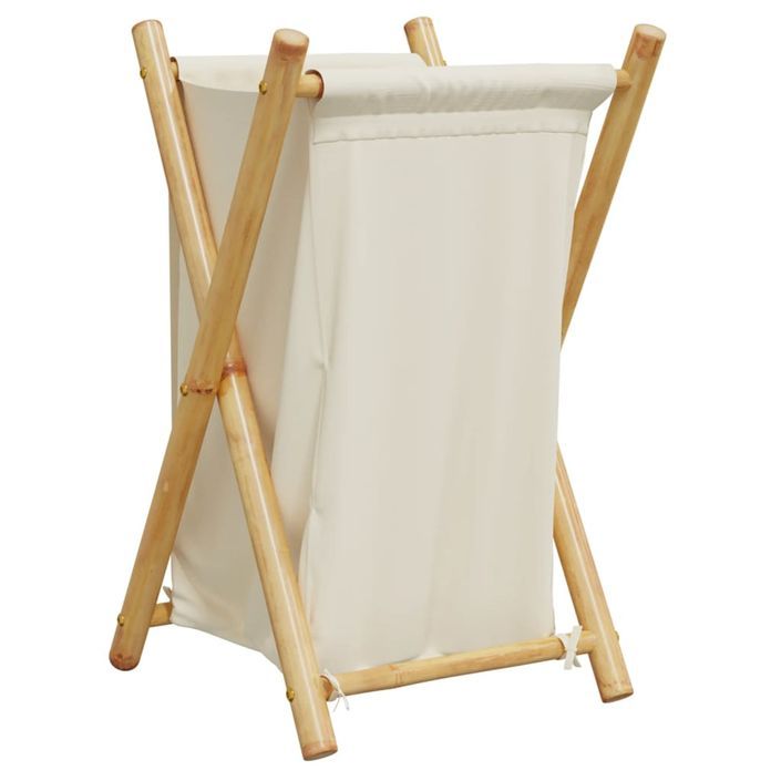 Panier à linge blanc crème 41,5x36x63,5 cm bambou - Photo n°2