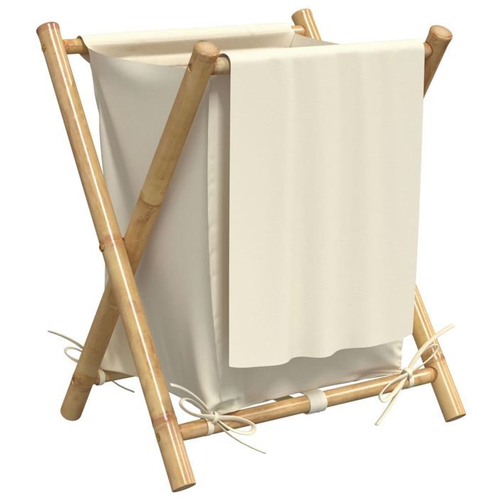 Panier à linge blanc crème 45x55x63,5 cm bambou - Photo n°6