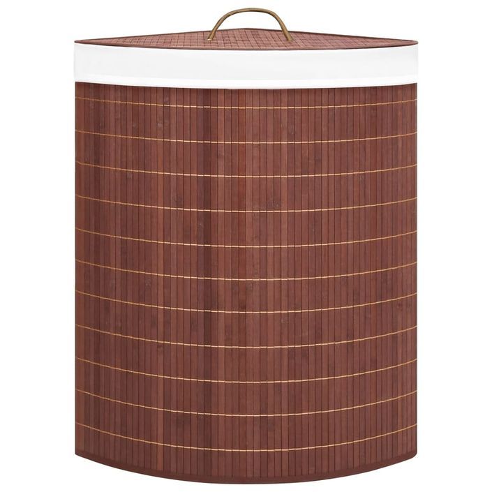 Panier à linge d'angle Bambou Marron 60 L - Photo n°3